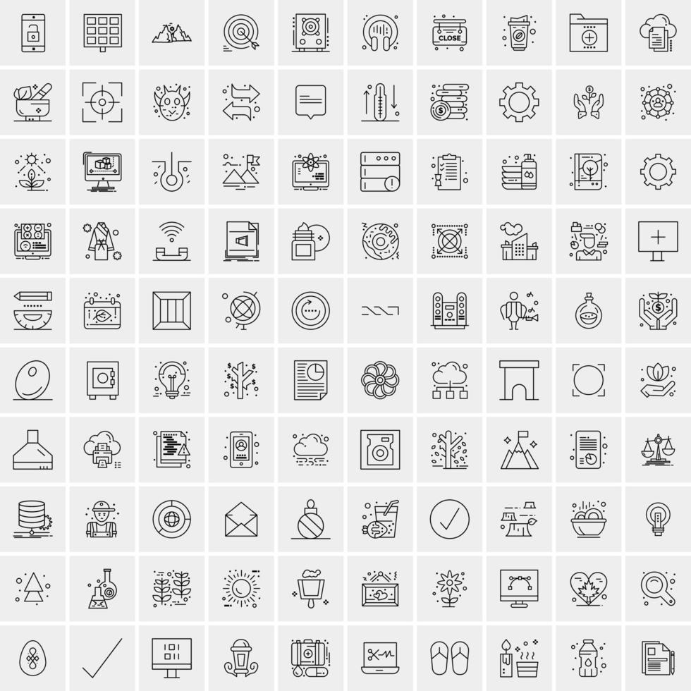 conjunto de 100 ícones de linha de negócios criativos vetor