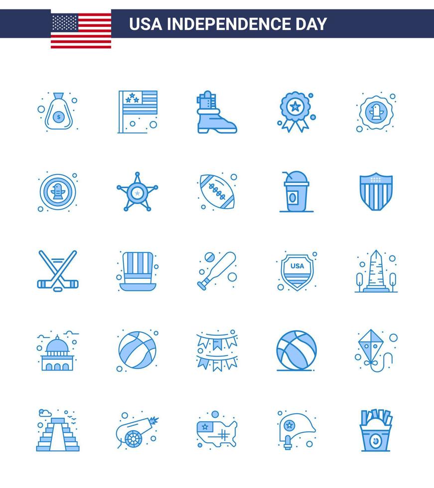 conjunto de 25 ícones do dia dos eua símbolos americanos sinais do dia da independência para celebração medalha americana shose independência editável dia dos eua vetor elementos de design