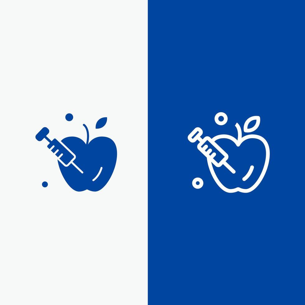 linha de ciência de gravidade de maçã e ícone sólido de glifo banner azul linha e banner azul de ícone sólido de glifo vetor