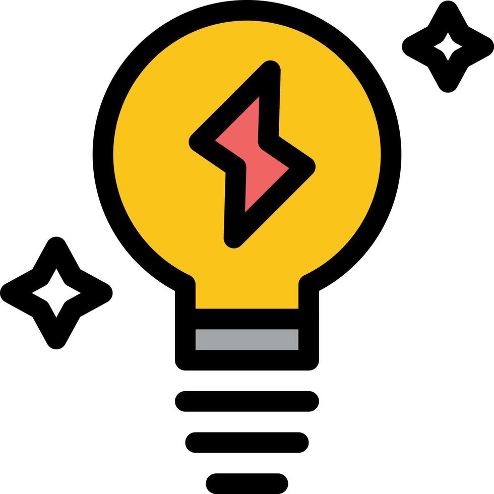 modelo de banner de ícone de vetor de ícone de cor plana de energia de lâmpada