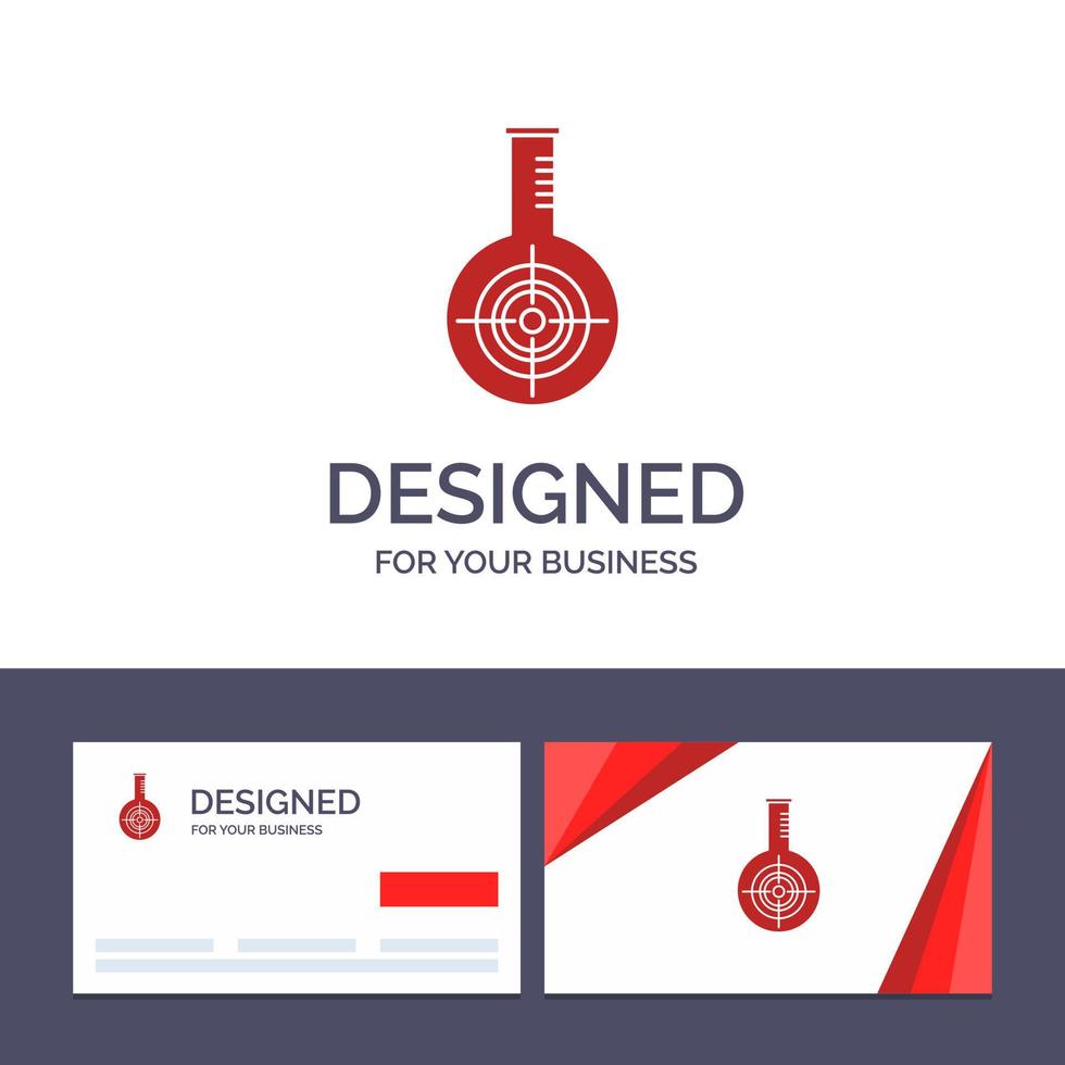 cartão de visita criativo e modelo de logotipo ilustração em vetor alvo de laboratório de reação de frasco químico