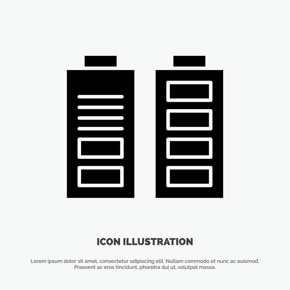 vetor de ícone de glifo sólido completo de energia da bateria do acumulador