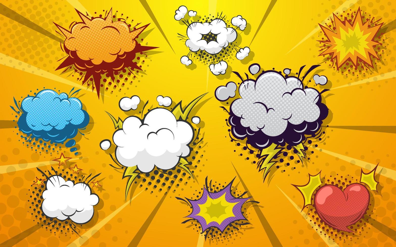 conjunto de elementos dinâmicos de bolha em quadrinhos vetor