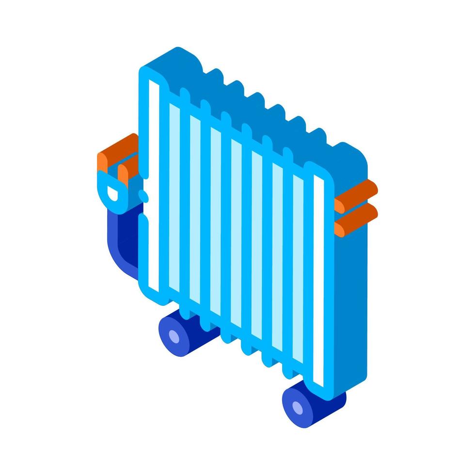 ícone isométrico do sistema de aquecimento do radiador de óleo portátil vetor