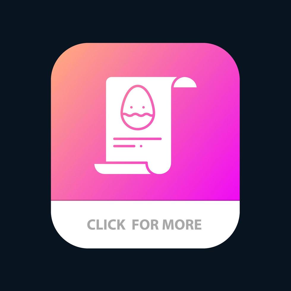 botão de aplicativo móvel de ovo de páscoa de dados de arquivo android e ios versão glifo vetor