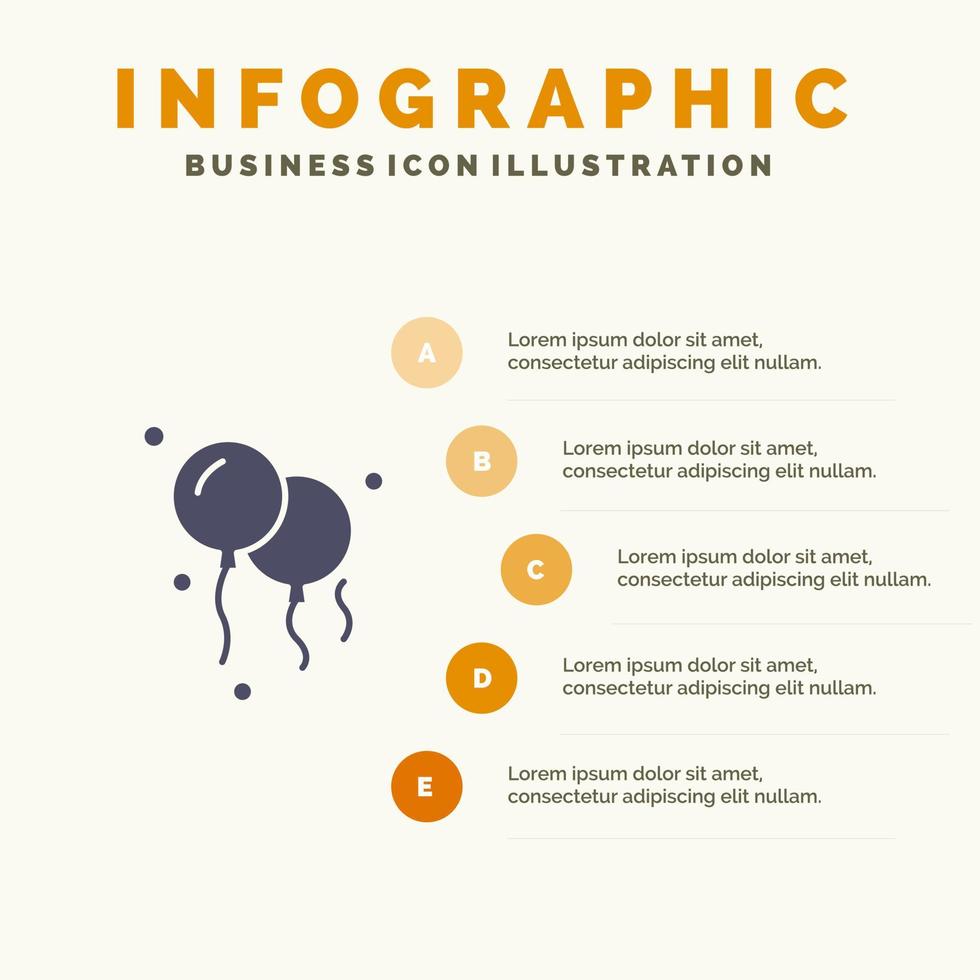 modelo de apresentação de infográficos de decoração de balões apresentação de 5 etapas vetor