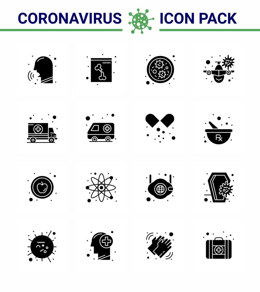 conjunto de ícones de prevenção de coronavírus 2019ncov covid19 vírus de carro bactérias aviso de viagens vírus viral doença de 2019nov vetor elementos de design