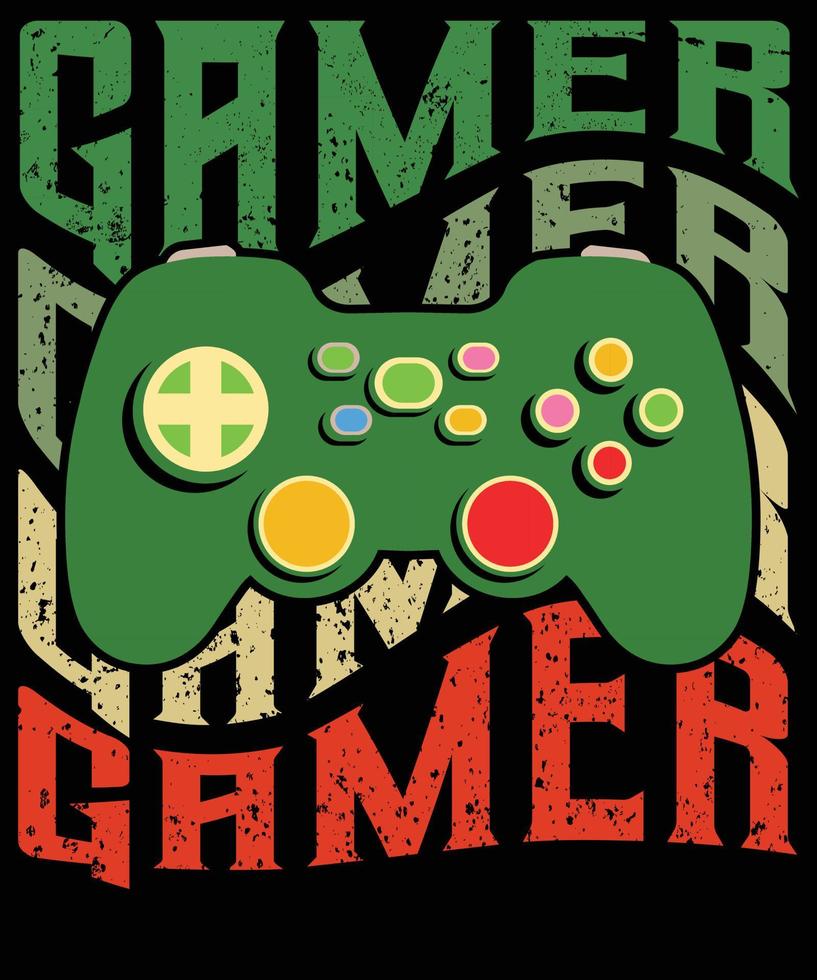 design de camiseta de onda retrô gamer vetor