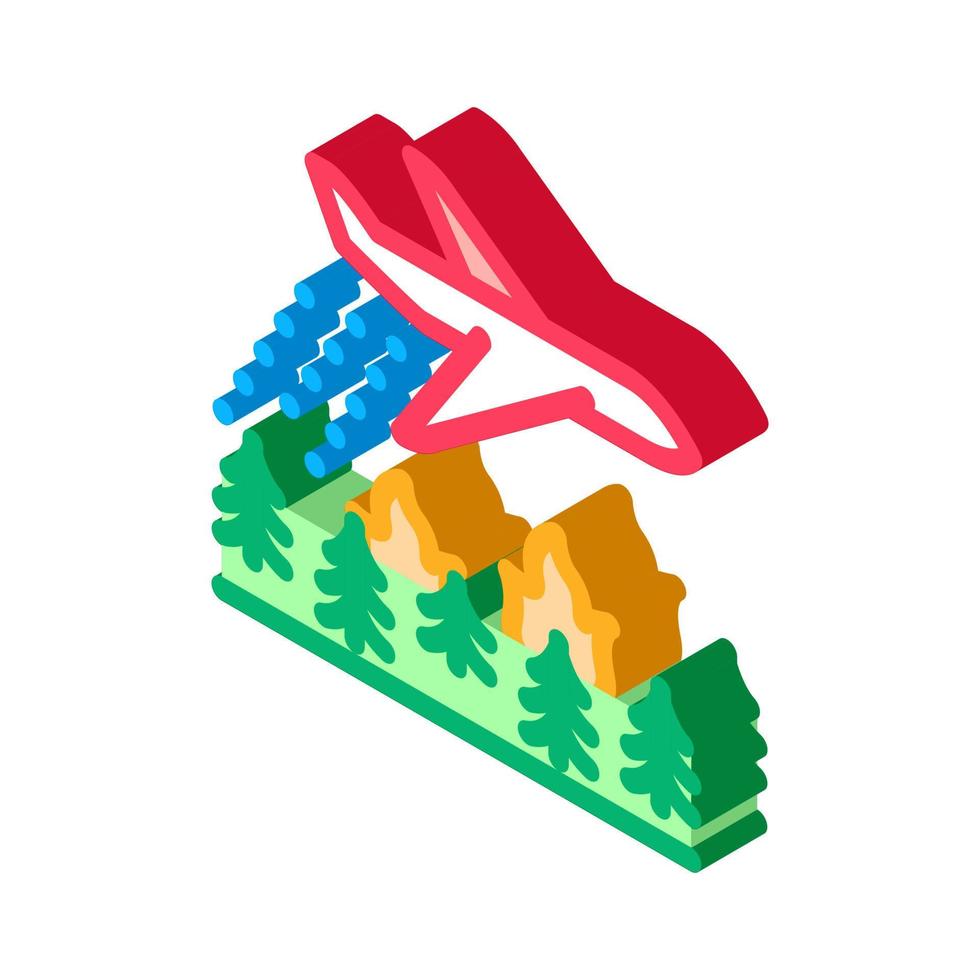 incêndio florestal de avião extinguindo ícone isométrico ilustração vetorial vetor