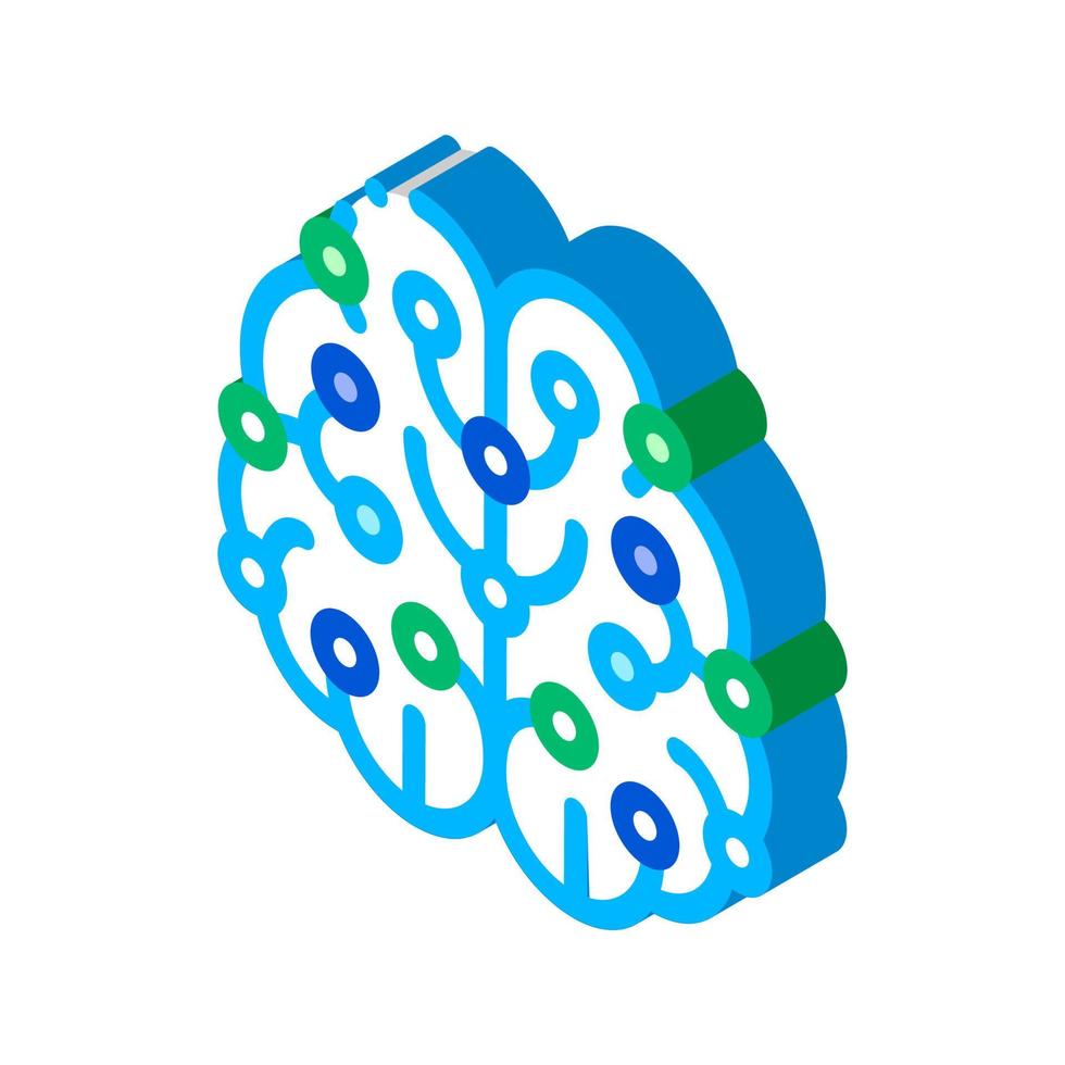 ilustração em vetor ícone isométrico de cérebro de inteligência artificial