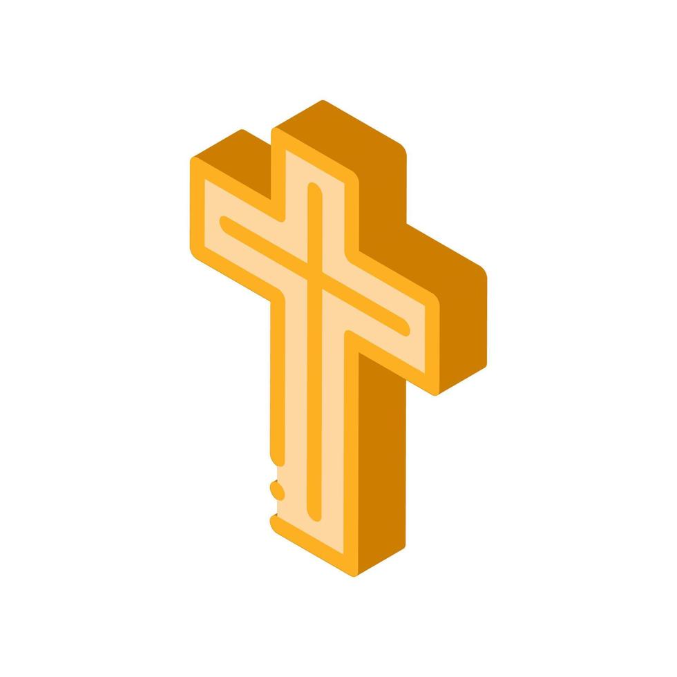 vista da ilustração em vetor ícone isométrico cruz dourada