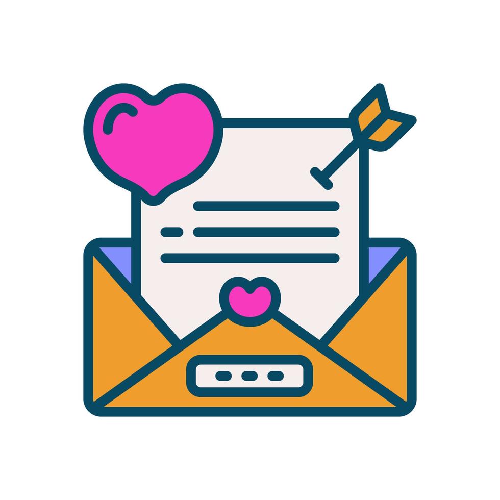 ícone de carta de amor para seu site, celular, apresentação e design de logotipo. vetor