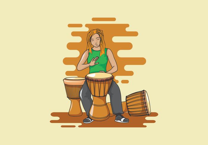 djembe musician illustration vetor