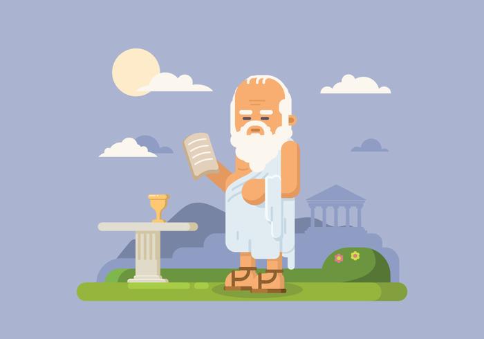 Sócrates pensa e estuda no parque vetor