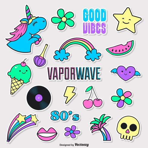 Vaporwave Funky Fashion Doodle Vector Adesivos