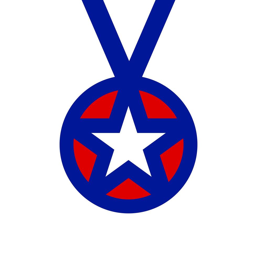 distintivo de medalha de prêmio simples com o ícone de estrela. símbolo de interface do usuário do certificado. selo de qualidade premium com pictograma de fitas. primeiro lugar rótulo sinal de interface de usuário vetor