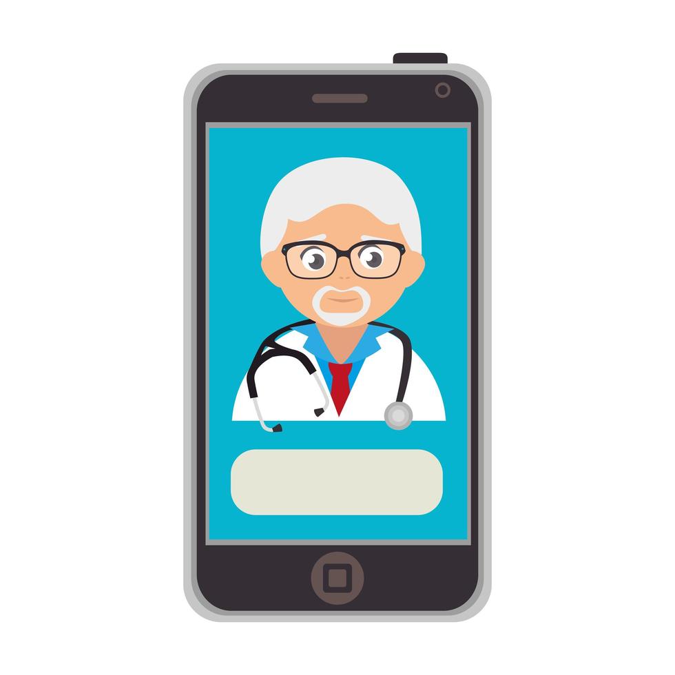 medicina online com médico no smartphone vetor