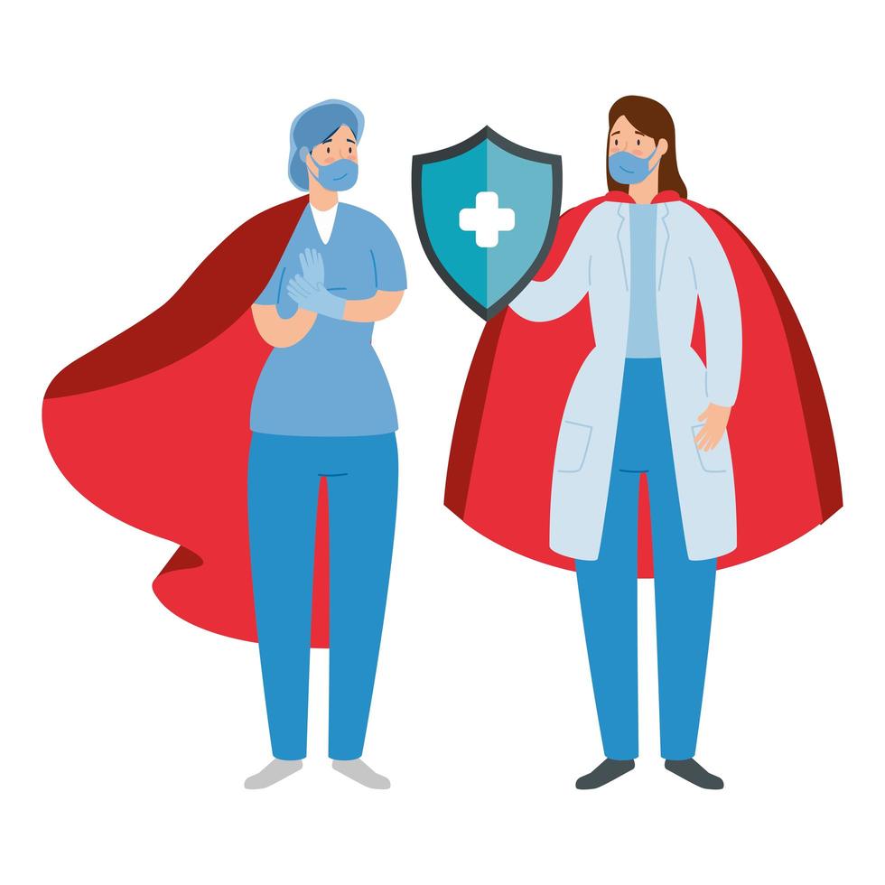 profissionais de saúde como super-heróis vetor