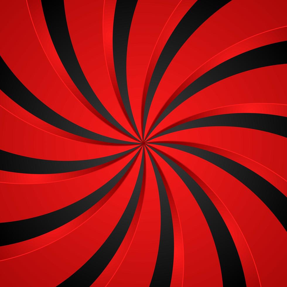 fundo radial do redemoinho espiral preto e vermelho. fundo de vórtice e hélice. ilustração vetorial vetor