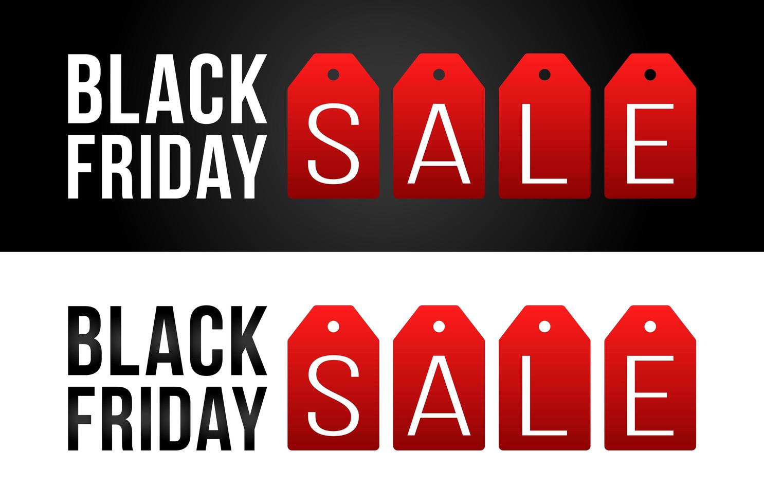banner ou cartaz de marketing promocional de venda sexta-feira negra com ilustração em vetor plana de etiquetas vermelhas