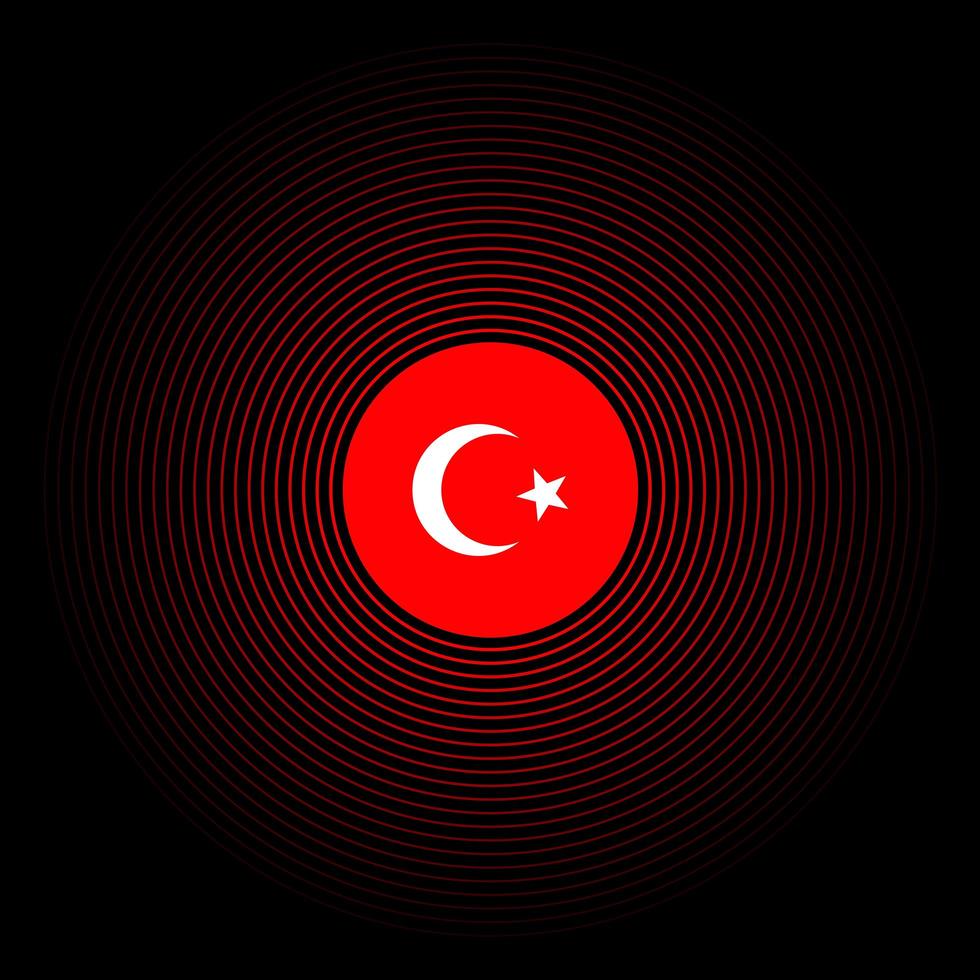 onda de terremoto de Turquia com ícone de vibração de círculo. bandeira da Turquia com ilustração em vetor ícone onda terremoto.