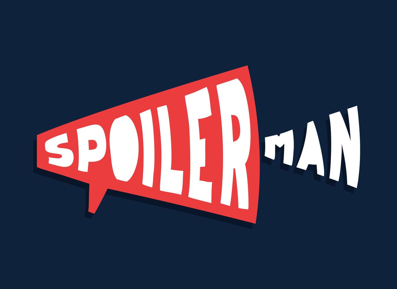 spoilerman alert slogan engraçado. mão desenhar tipografia do estilo dos desenhos animados. Adesivo com o logotipo do spoiler man para sua camiseta, impressão, vestuário vetor