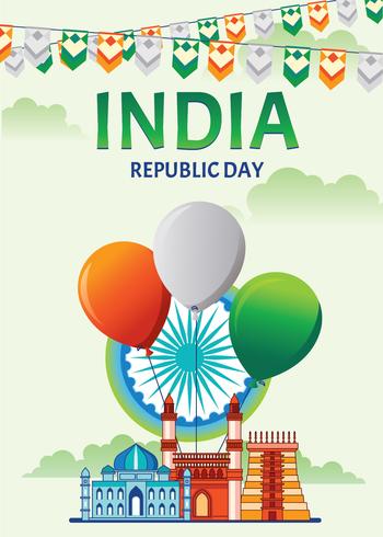 Happy Indian Flag Day Celebration Poster ou Banner em Fundo Verde vetor