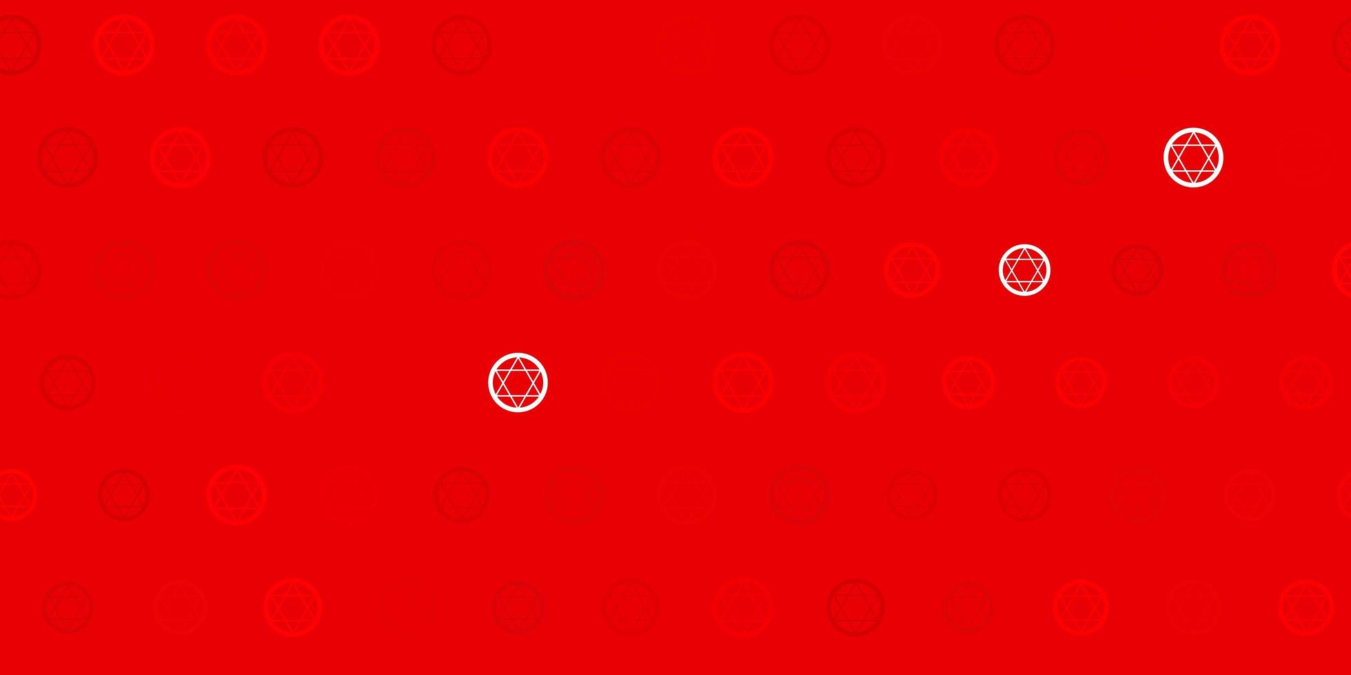pano de fundo vector vermelho claro com símbolos de mistério.