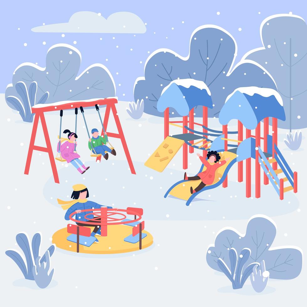 ilustração vetorial de cores planas de playground de inverno vetor