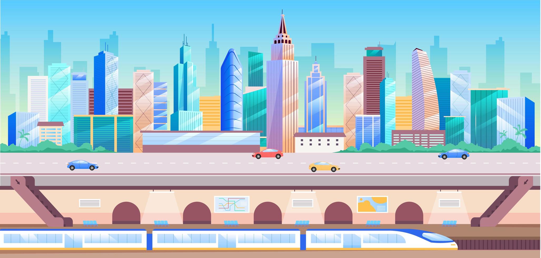 ilustração em vetor cor plana de transporte urbano
