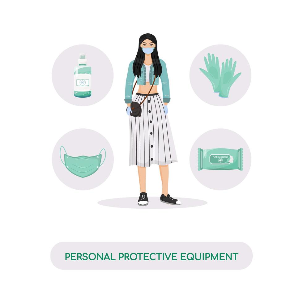 equipamento de proteção pessoal, ilustração em vetor conceito plana de produtos de higiene