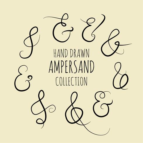 Coleção Ampersand desenhada à mão vetor