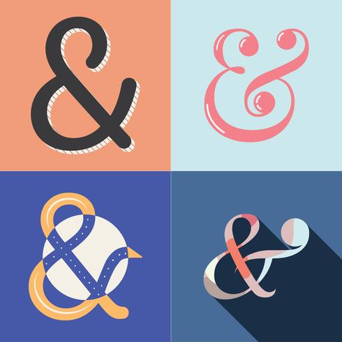 Ampersand with style set vector