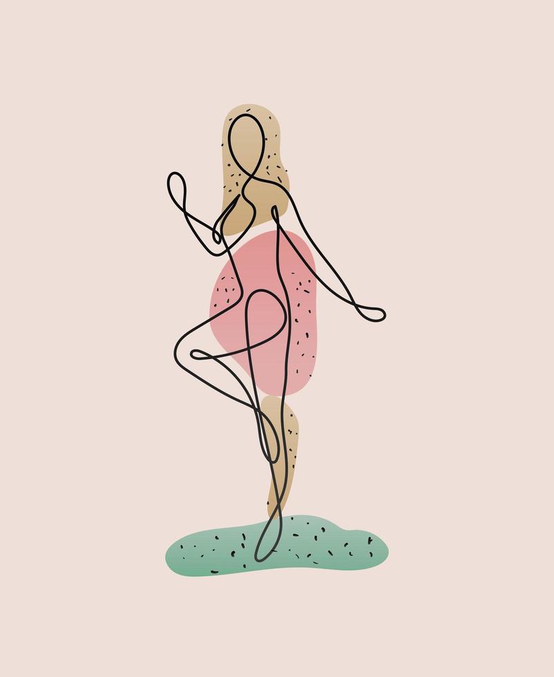 linha do corpo da mulher com os braços em fundo rosa vetor