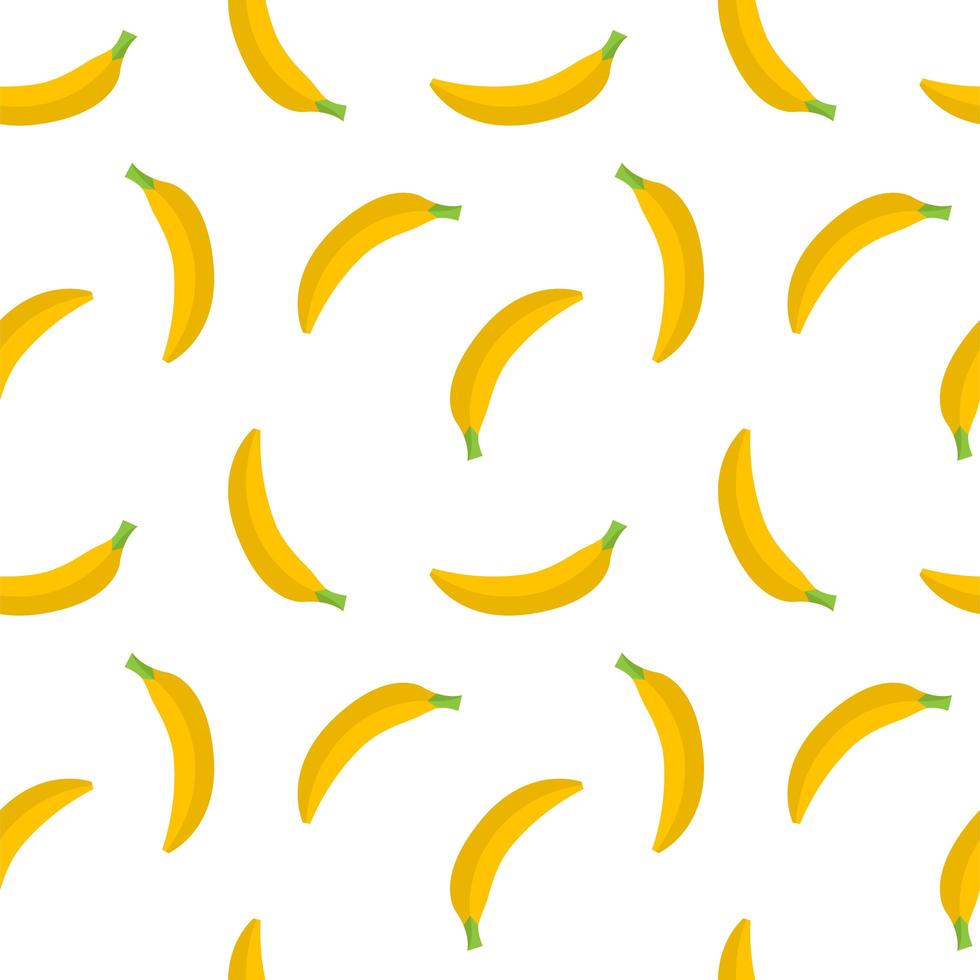 padrão de vetor sem emenda de bananas amarelas sobre fundo branco. fruta amarela.