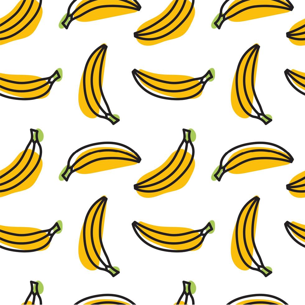 bonito mão desenhada bananas em um fundo branco. padrão sem emenda do vetor. vetor