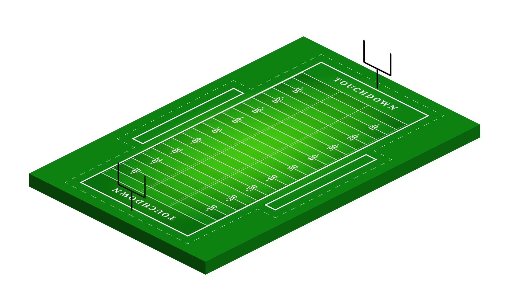 vista isométrica plana de vetor de ilustração de campo de futebol americano. ilustração isométrica abstrata de esporte