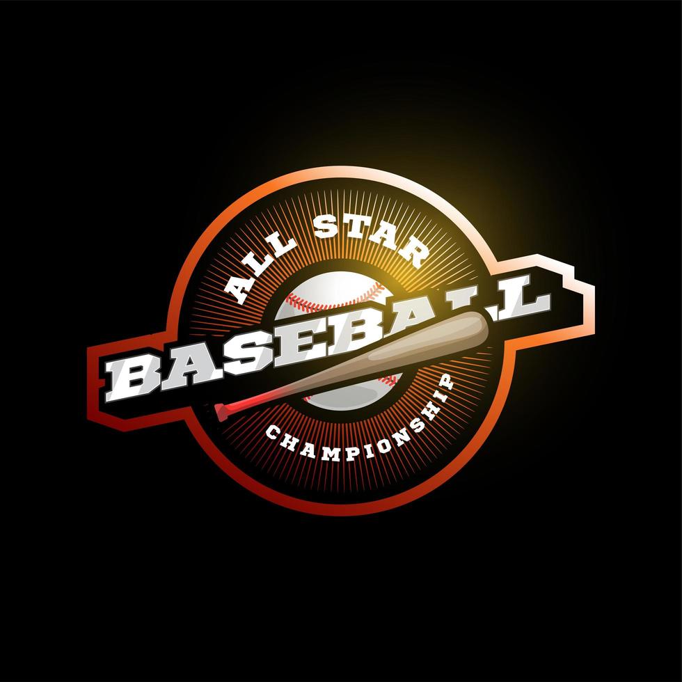 beisebol vetor moderno esporte profissional tipografia logotipo laranja em estilo retro. vector design emblema, emblema e modelo desportivo design de logotipo