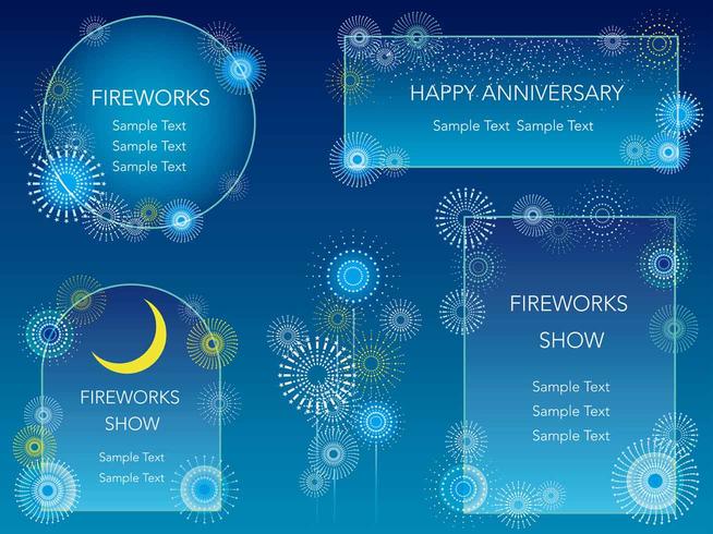 A set of four fireworks message frames. vetor