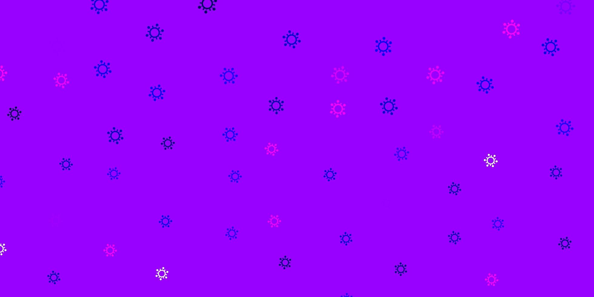 pano de fundo vector rosa claro roxo com símbolos de vírus.