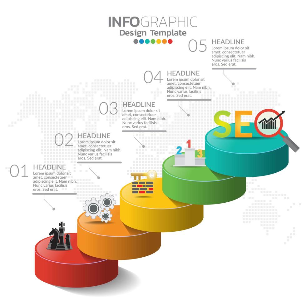 infográfico ilustração do conceito de seo infográficos com modelo de layout de negócios. vetor