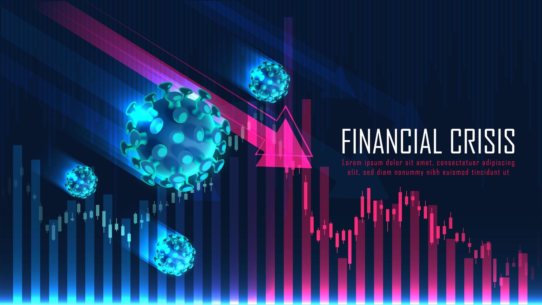 crise financeira global do conceito gráfico de pandemia de vírus vetor