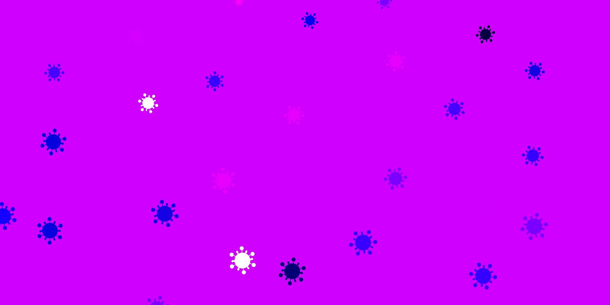 pano de fundo vector rosa claro roxo com símbolos de vírus.