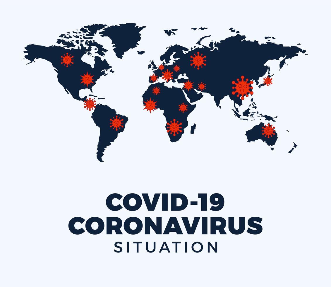 casos confirmados do mapa covid-19 do coronavírus relatados em todo o mundo vetor