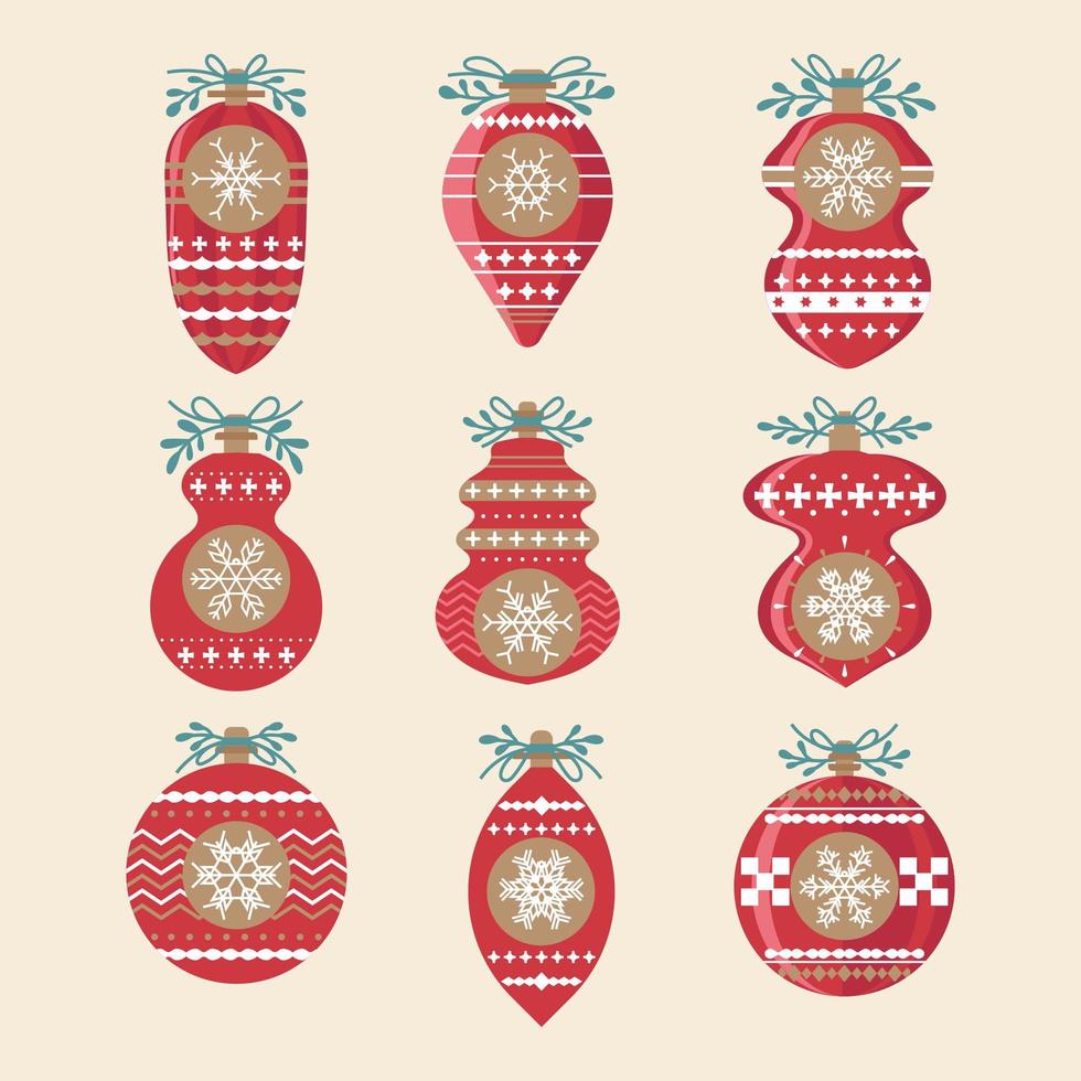 conjunto de decorações para bolas de natal vetor
