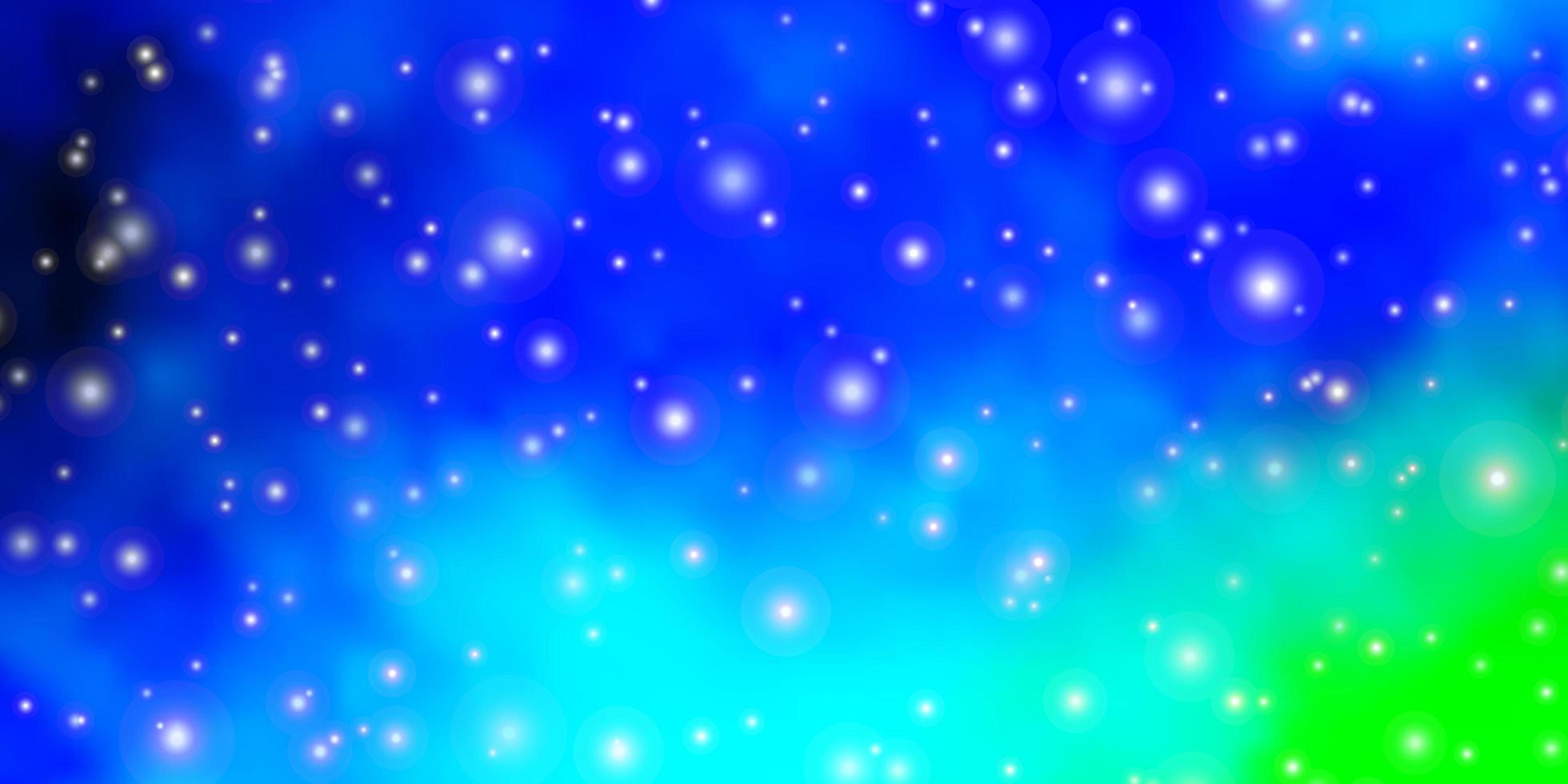 layout de vetor de azul claro e verde com estrelas brilhantes.