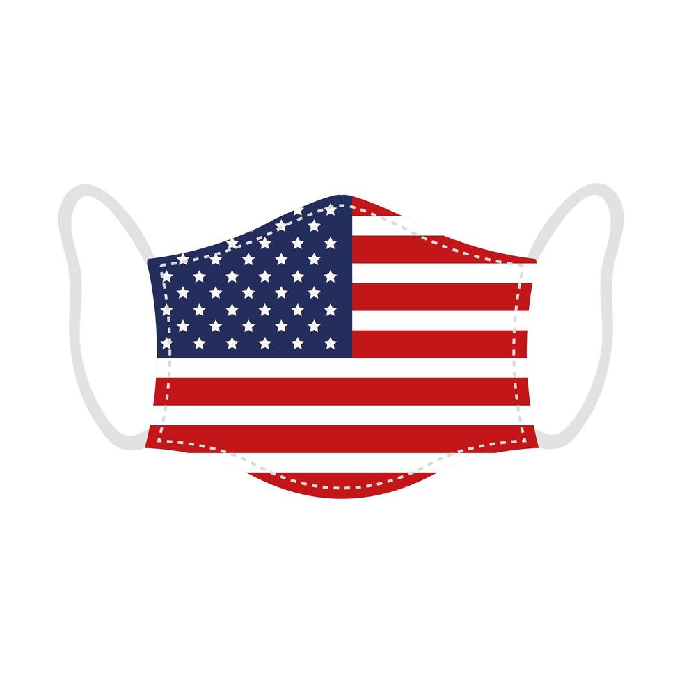 máscara facial com bandeira dos EUA vetor