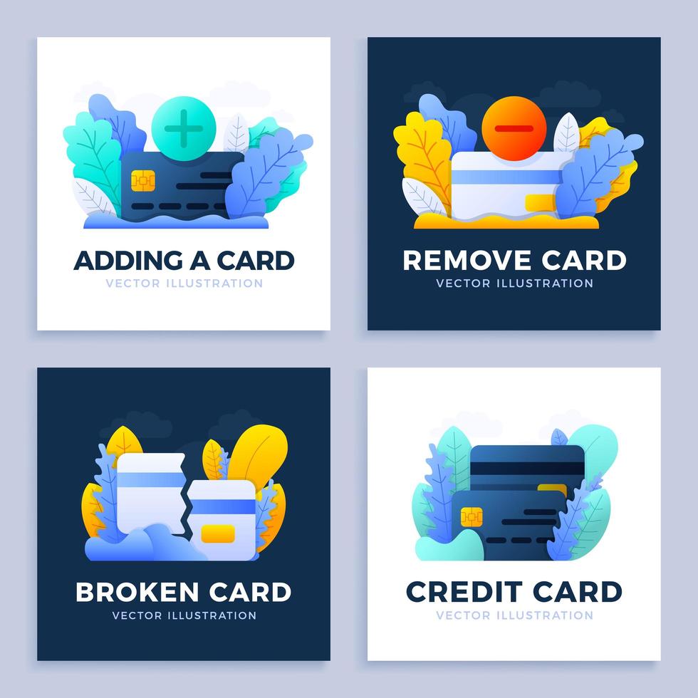 conjunto de designs de pagamento com cartão de crédito vetor
