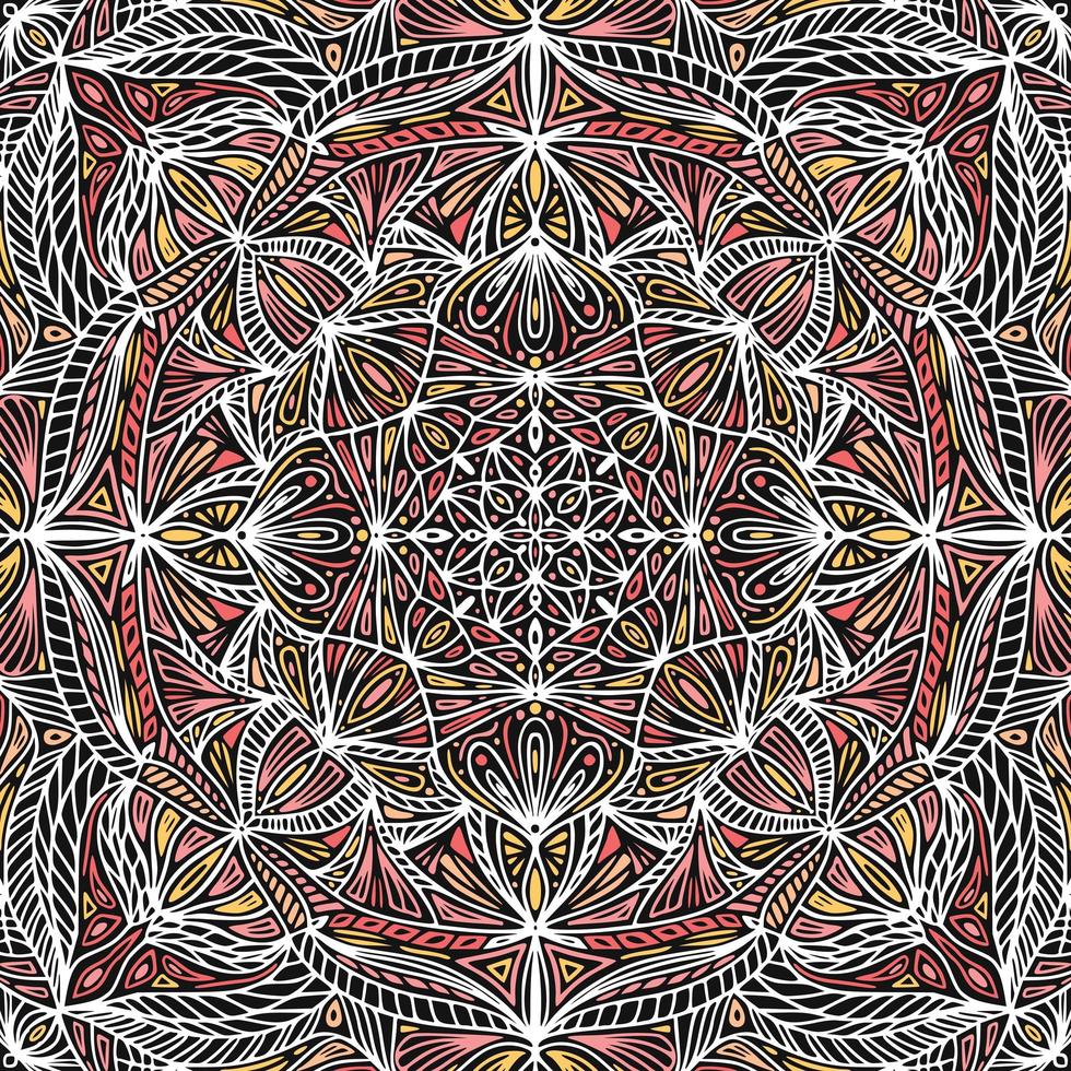 Mandala étnica floral ornamental colorida vetor