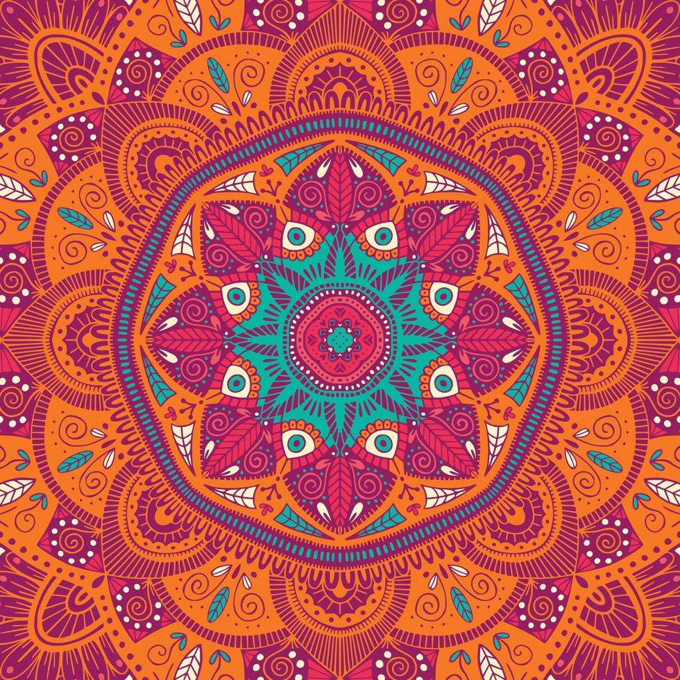 Mandala étnica floral ornamental colorida vetor